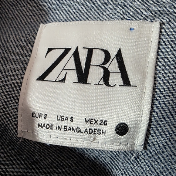 Zara Blue Denim Long Sleeve Midi Collared Dress Sz Small - Picture 3 of 7